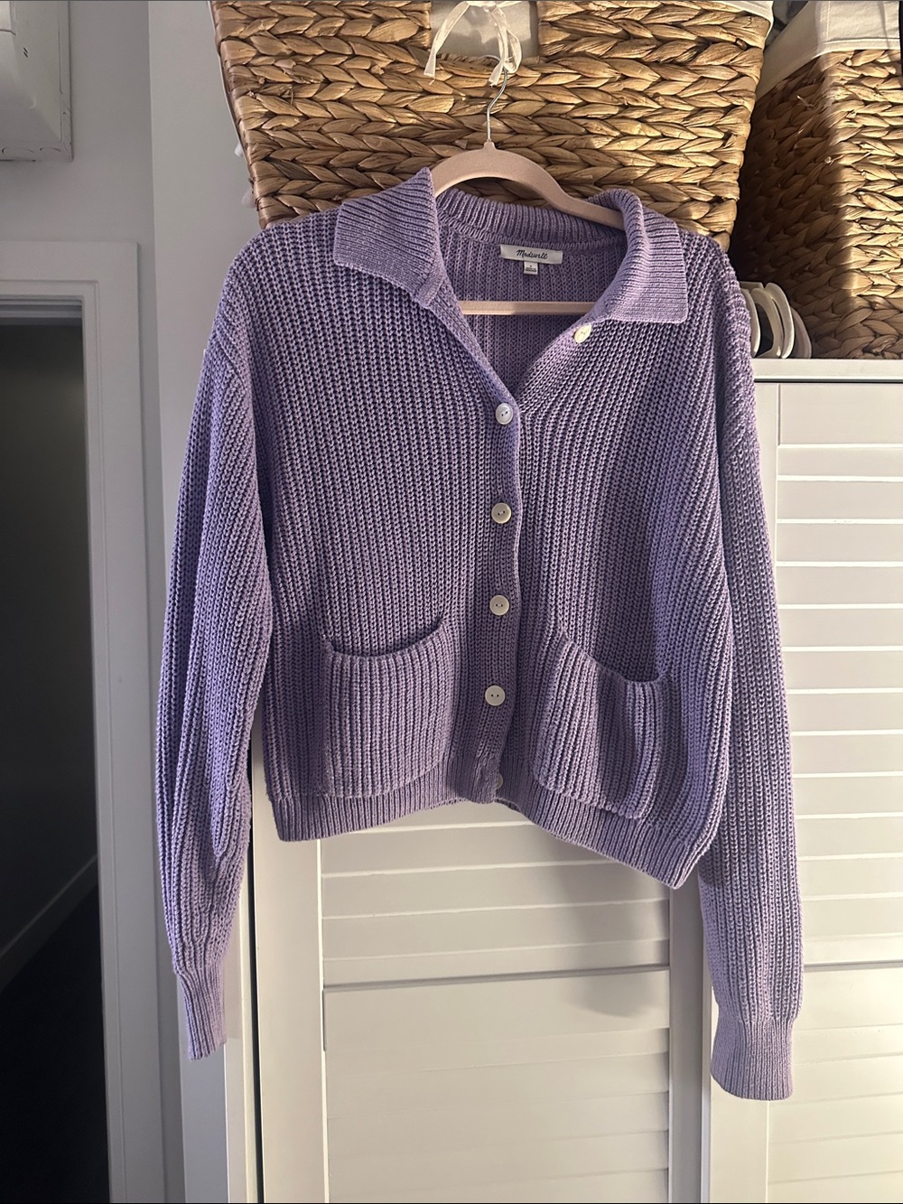 Madewell Lavender Button-Up Knit Cardigan